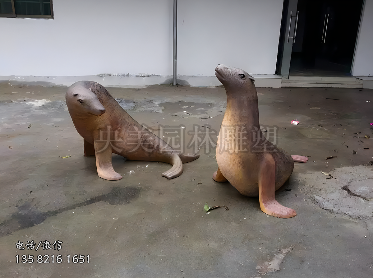 玻璃钢仿真海豹雕塑