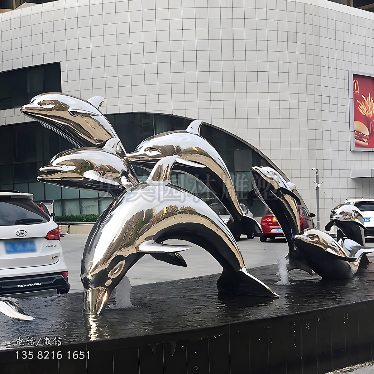 喷泉装饰海豚雕塑