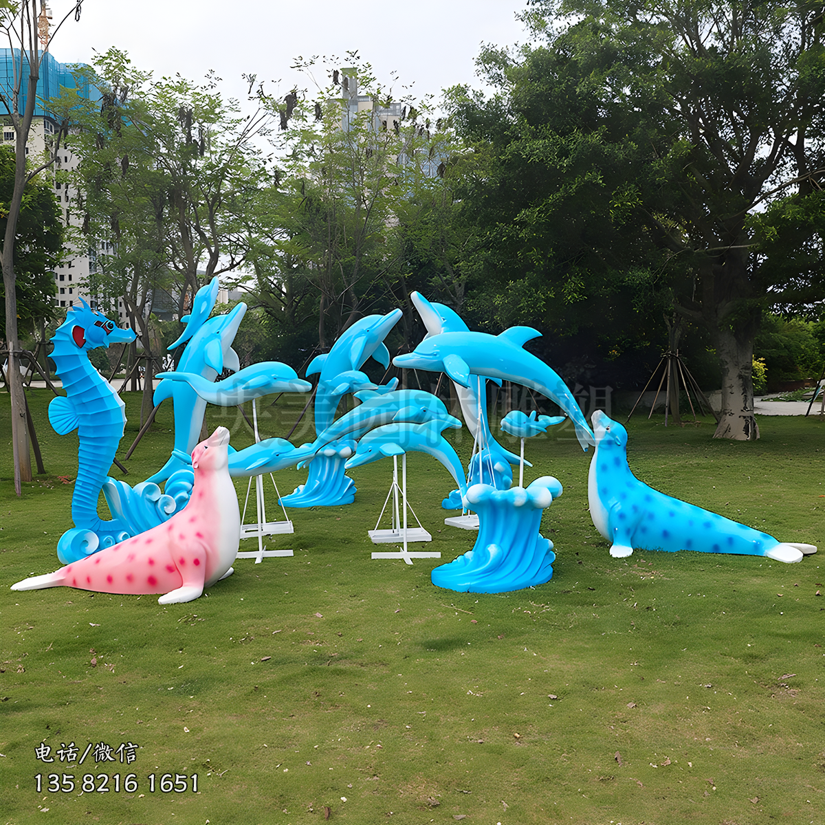 玻璃钢海豚雕塑