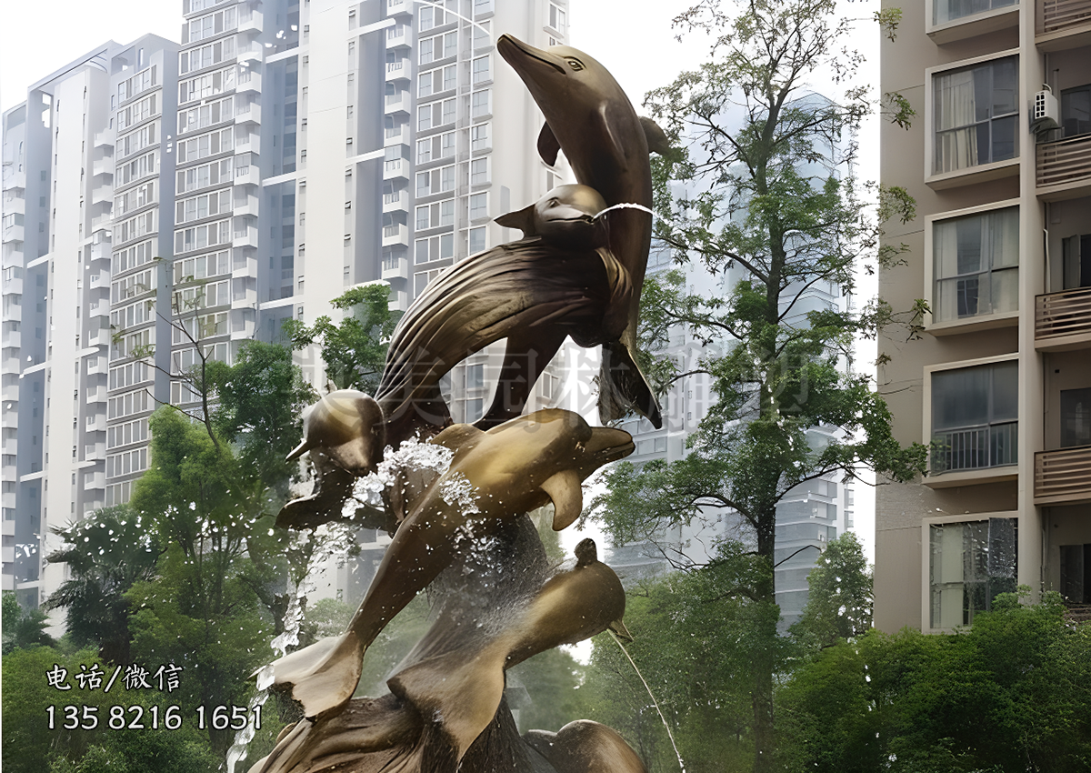 黄铜海豚雕塑