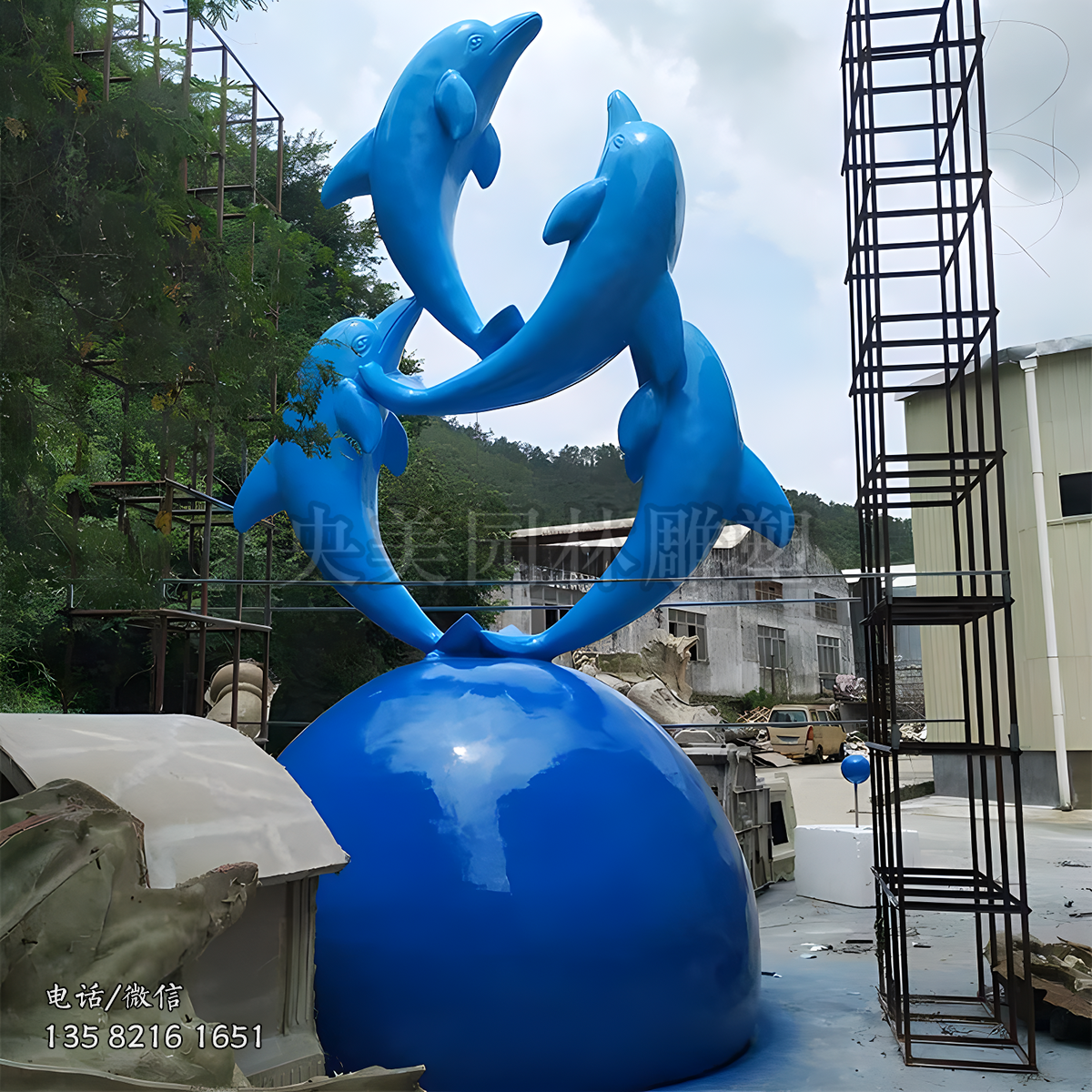 学校校园用玻璃钢海豚景观雕塑