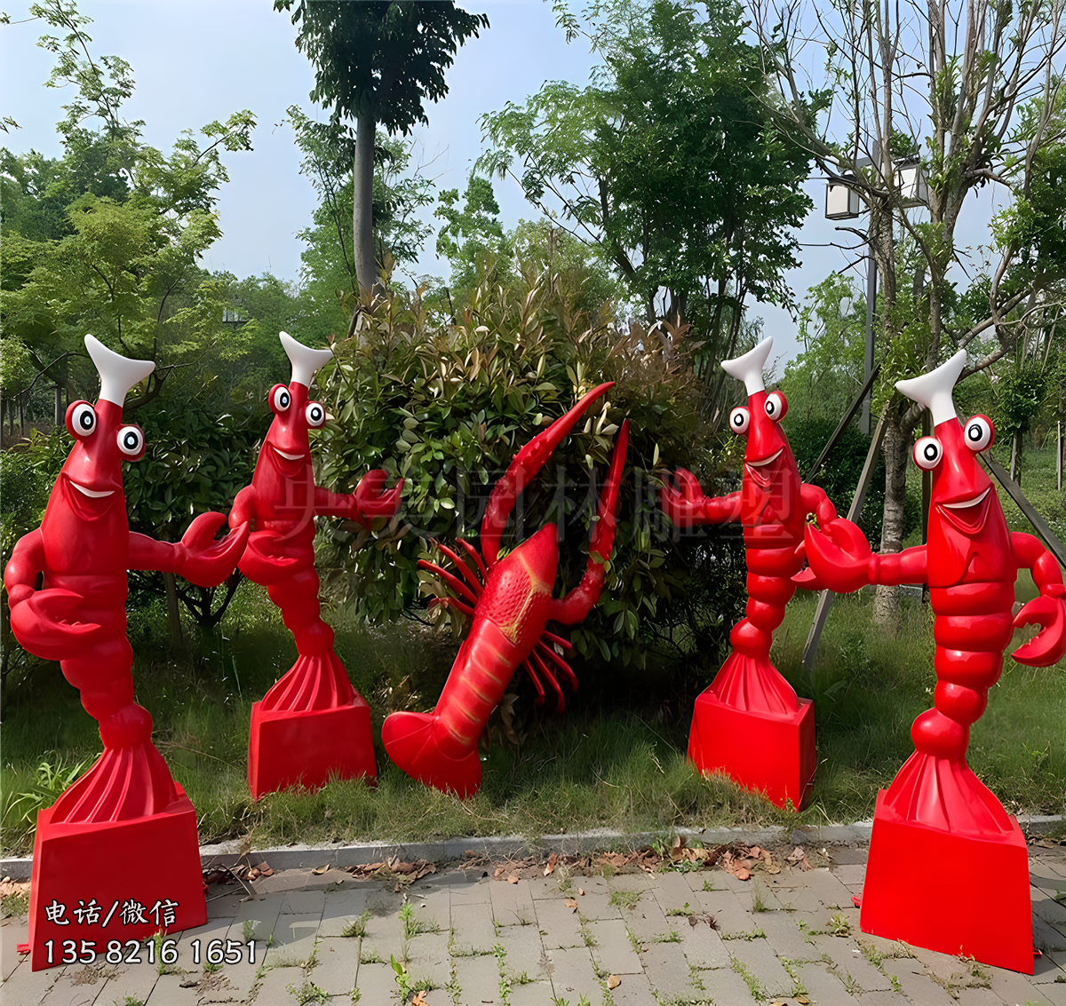 玻璃钢迎宾虾雕塑