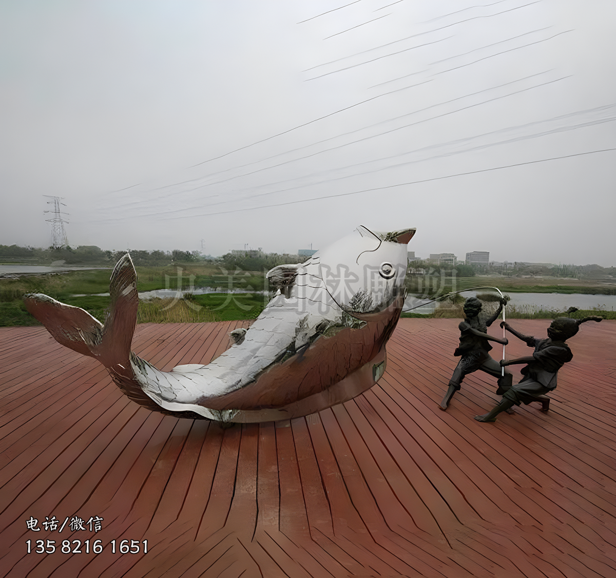不锈钢镜面鲤鱼雕塑