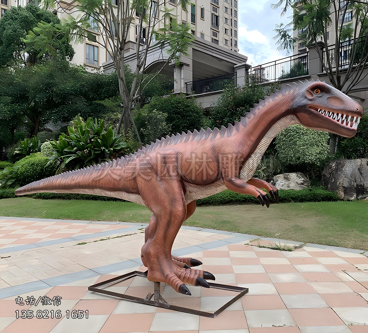 玻璃钢仿真高棘龙雕塑