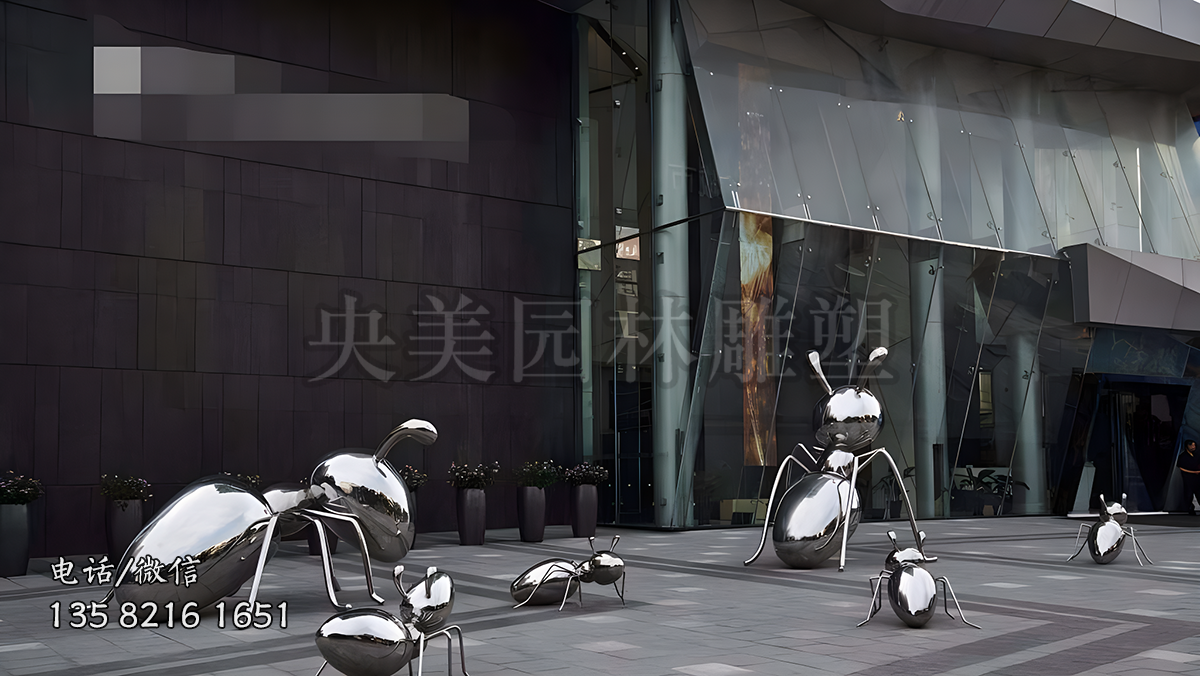 镜面不锈钢蚂蚁雕塑