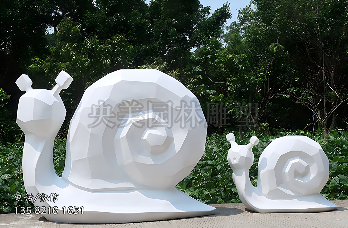 几何块面不锈钢切面抽象蜗牛雕塑