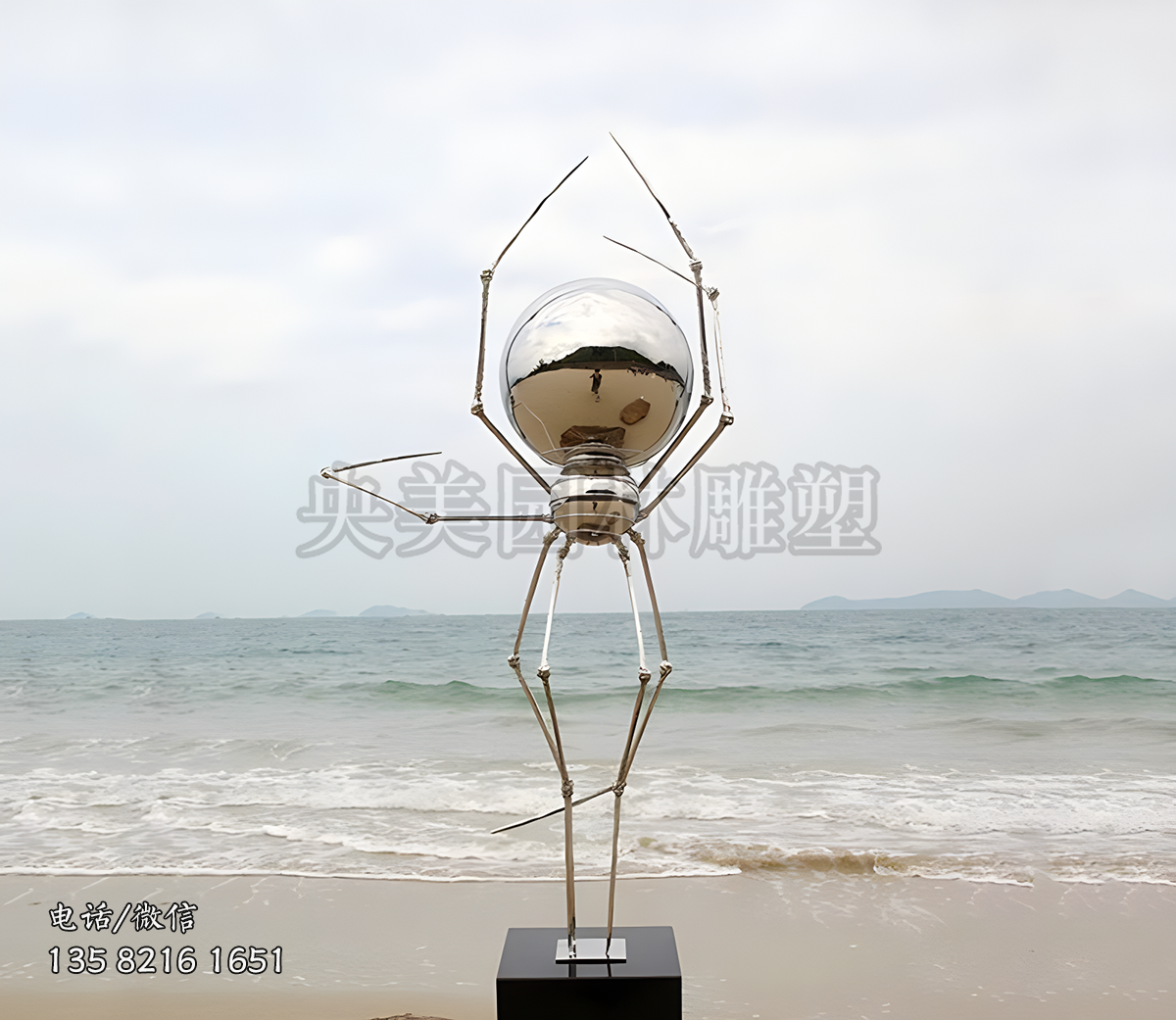 不锈钢镜面创意蜘蛛雕塑