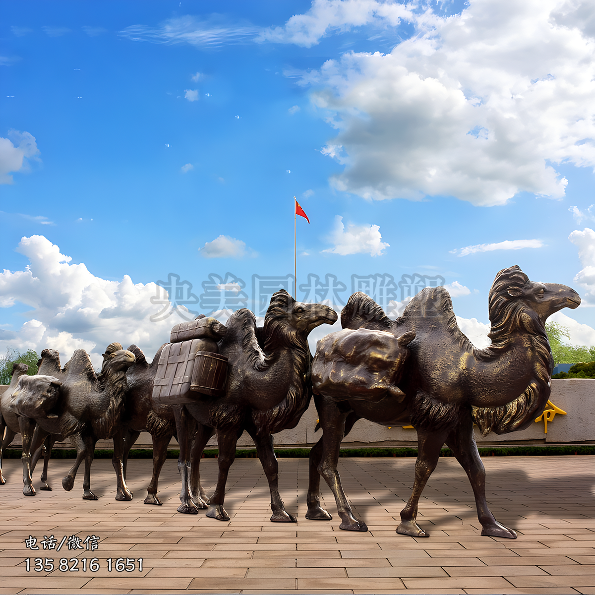 丝绸之路骆驼群雕塑