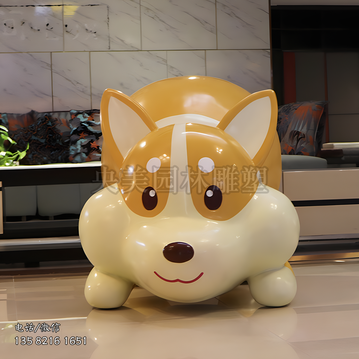 可爱的卡通猫咪雕塑