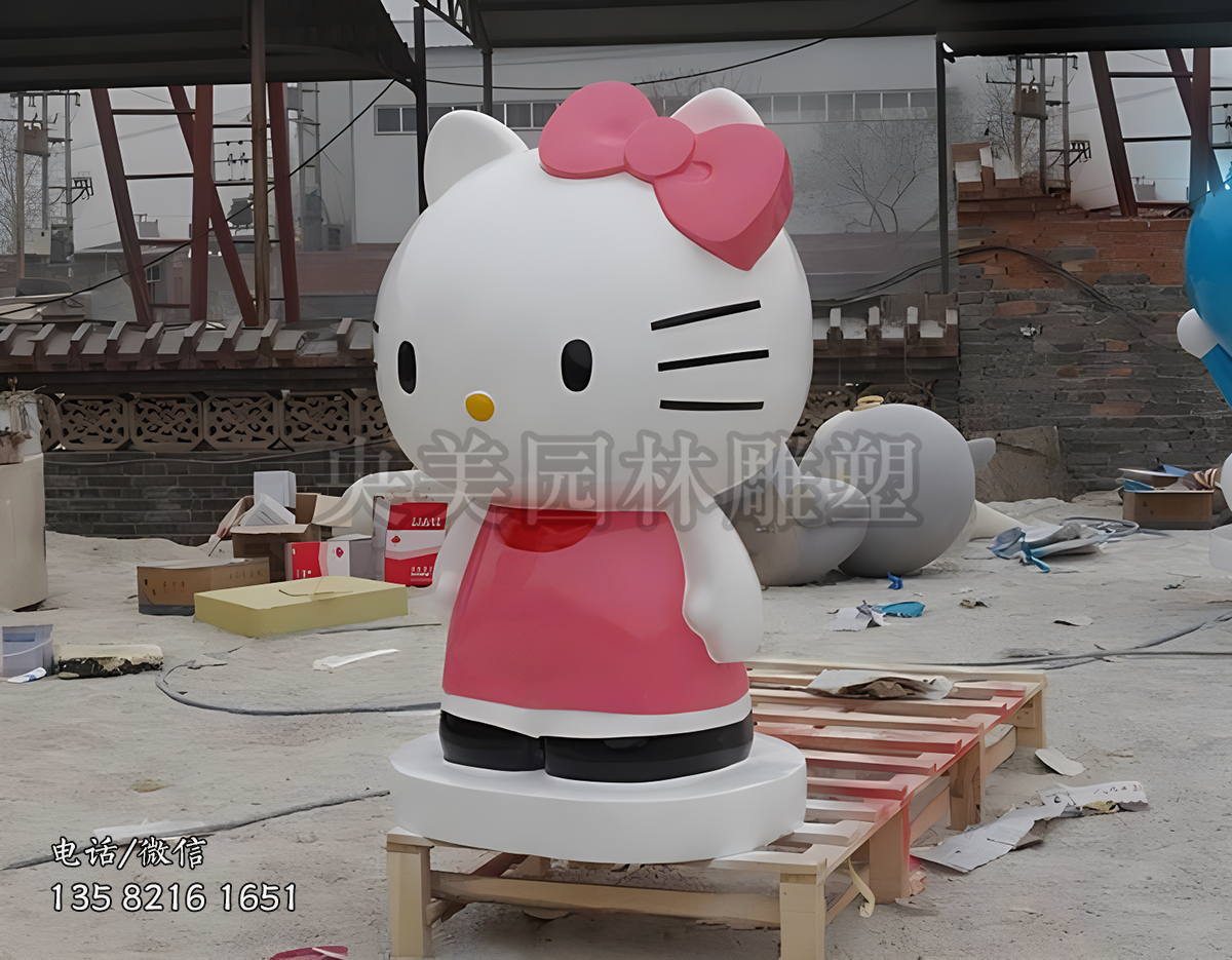 玻璃钢彩绘HelloKitty猫雕塑