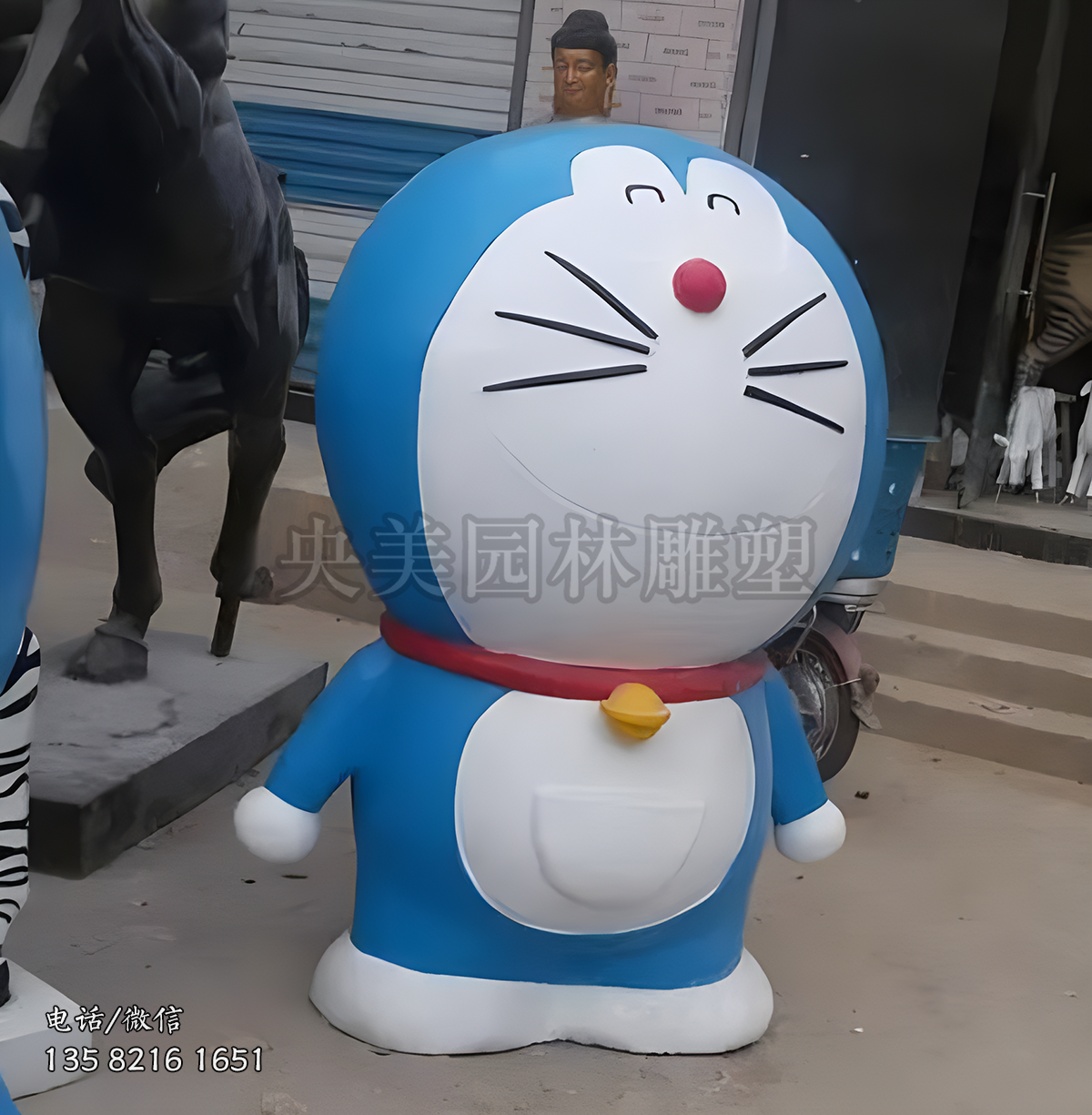 玻璃钢卡通猫哆啦A梦雕塑