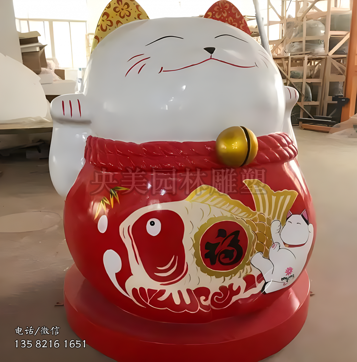 胖嘟嘟圆滚滚的招财猫雕塑
