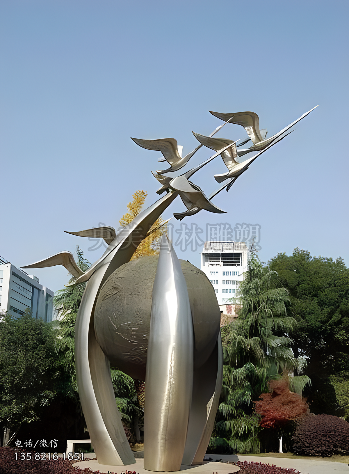 大雁不锈钢景观雕塑
