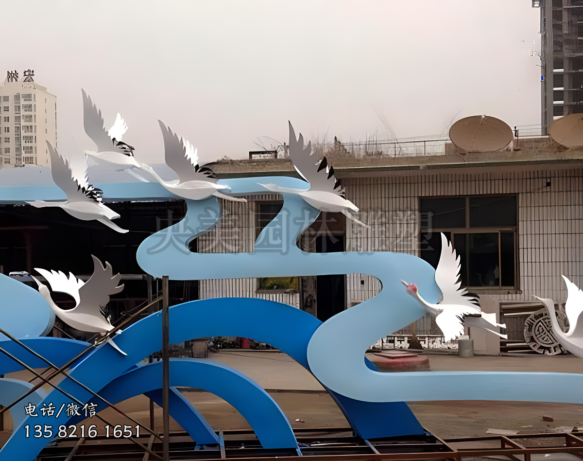大雁群不锈钢景观雕塑