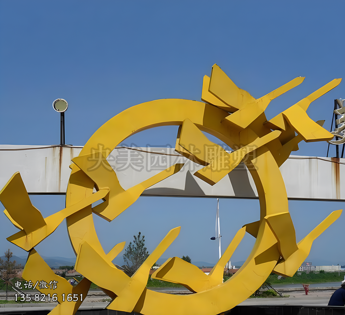 几何抽象型不锈钢大雁景观雕塑