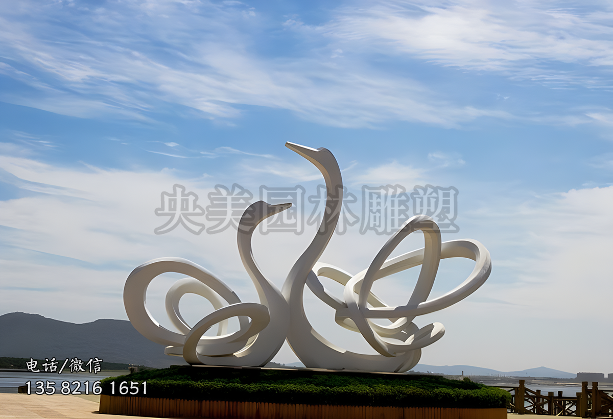 不锈钢抽象艺术天鹅造型雕塑