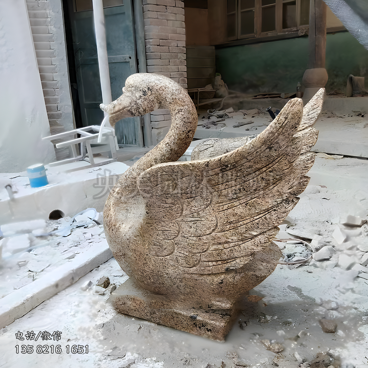 花岗岩喷水鹅雕塑