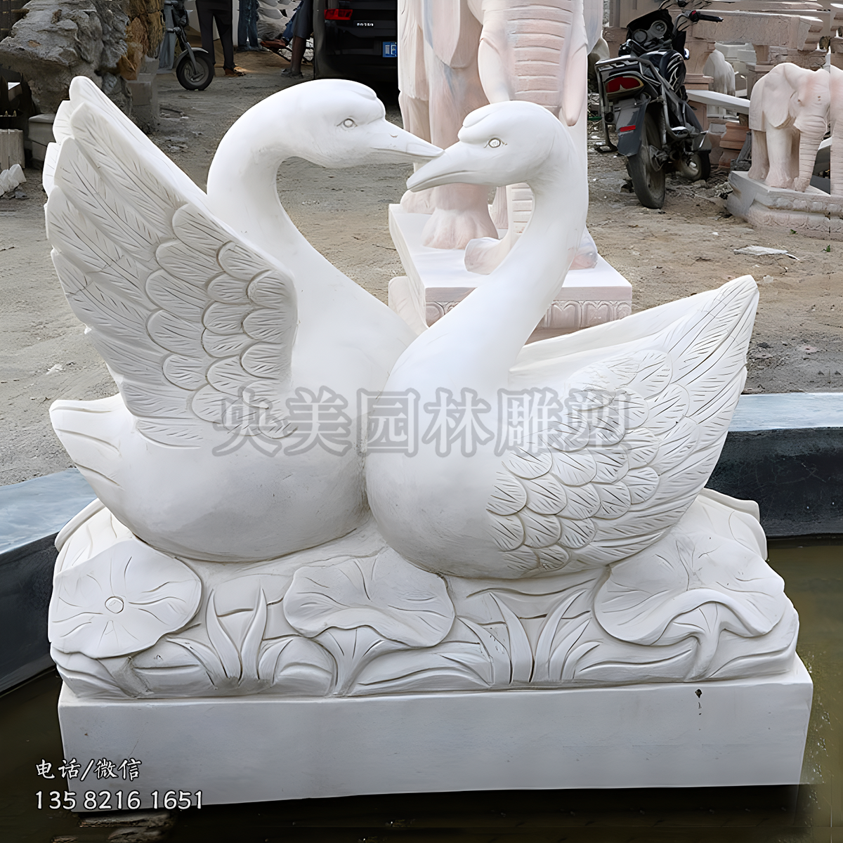 汉白玉赢博官网天鹅雕塑