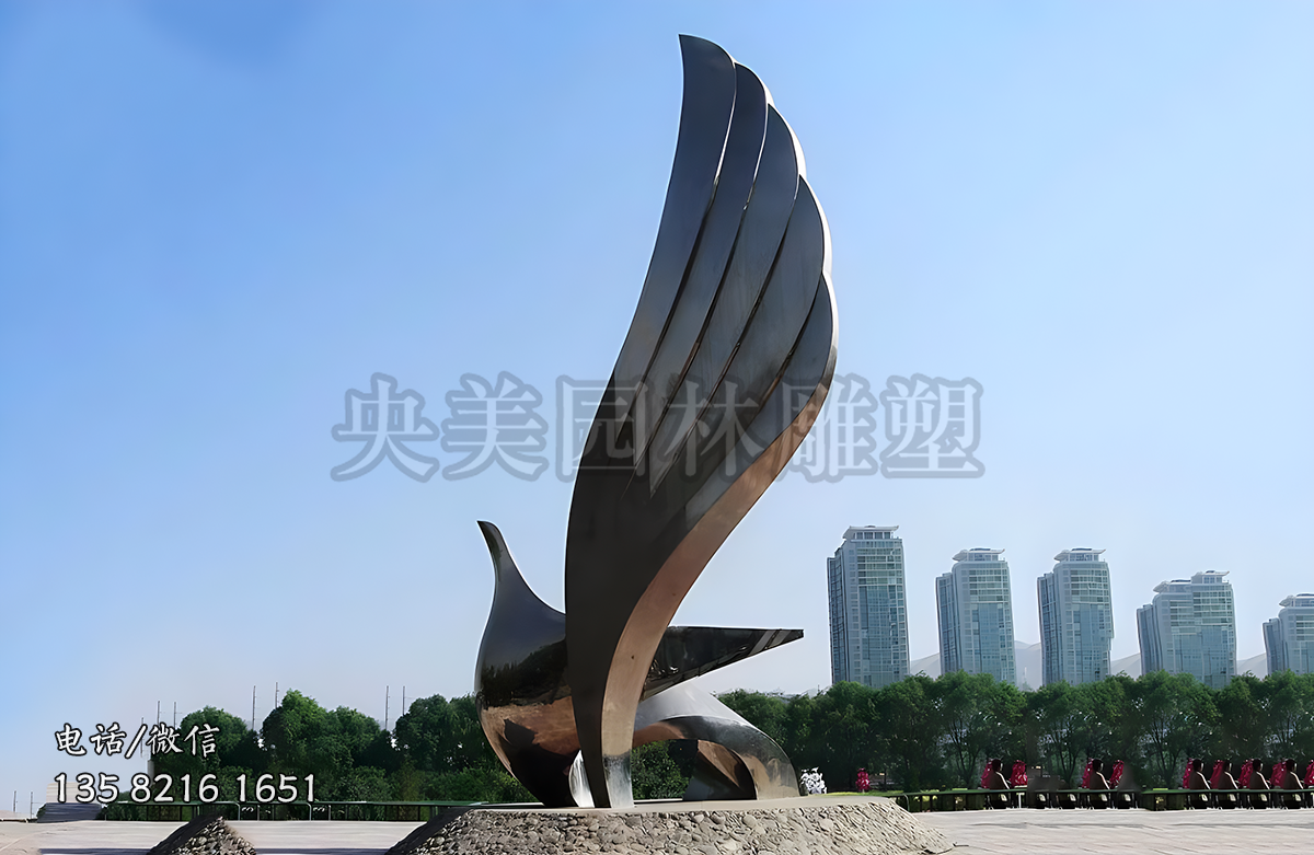 抽象大型不锈钢鸽子雕塑