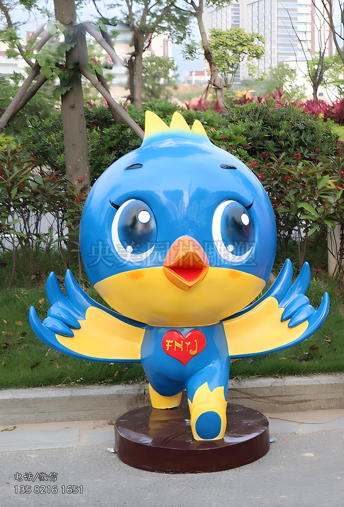 蓝色（男）卡通鸽子公仔雕塑