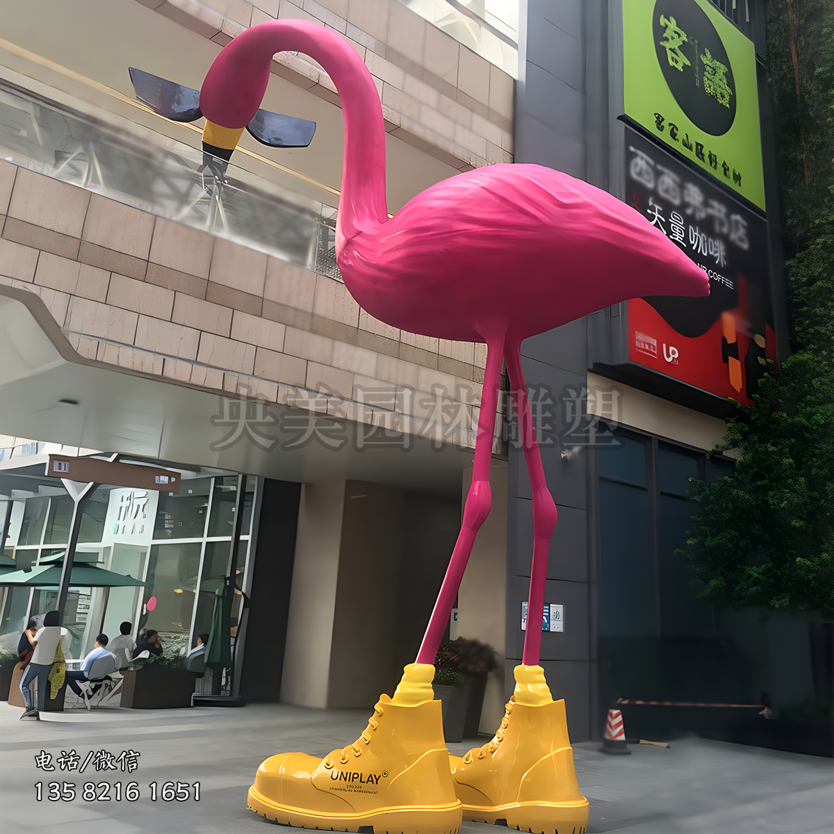 大型玻璃钢仿真火烈鸟雕塑