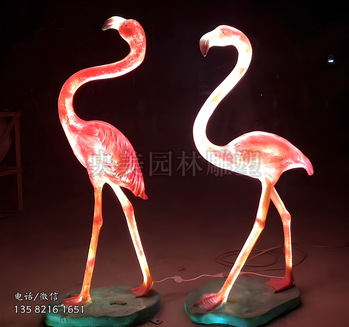 玻璃钢透光仿真火烈鸟雕塑