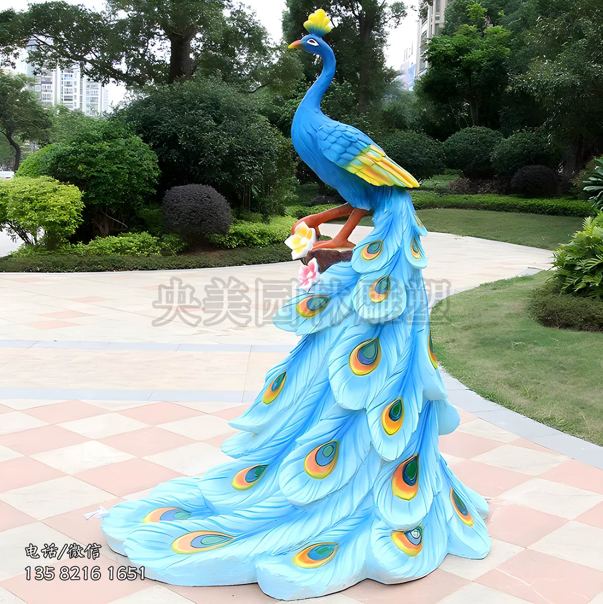 玻璃钢孔雀仿真动物雕塑