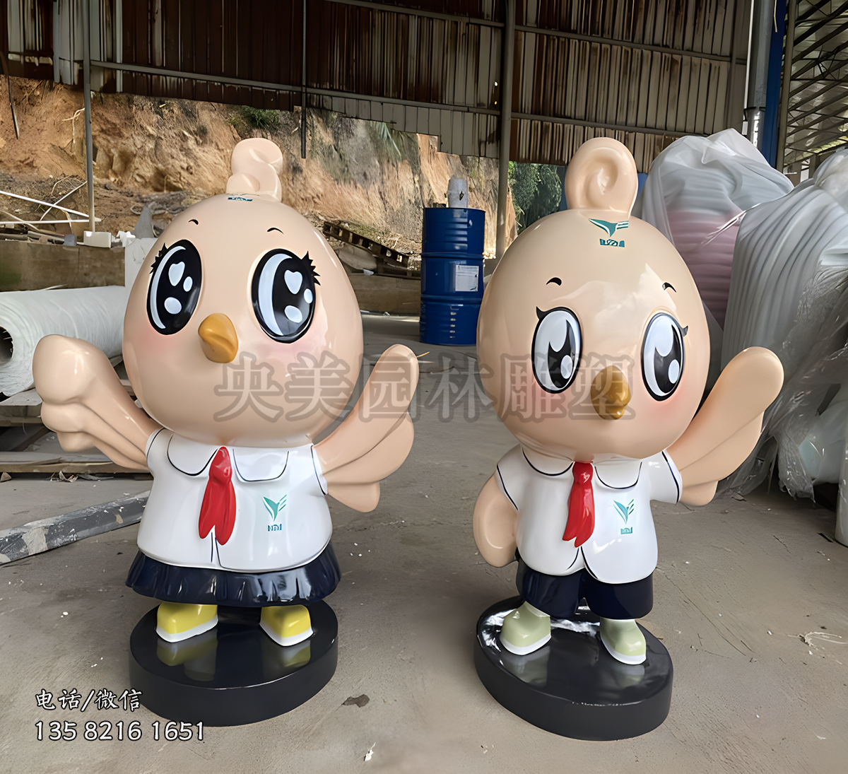 玻璃钢卡通小鸟公仔雕塑摆件