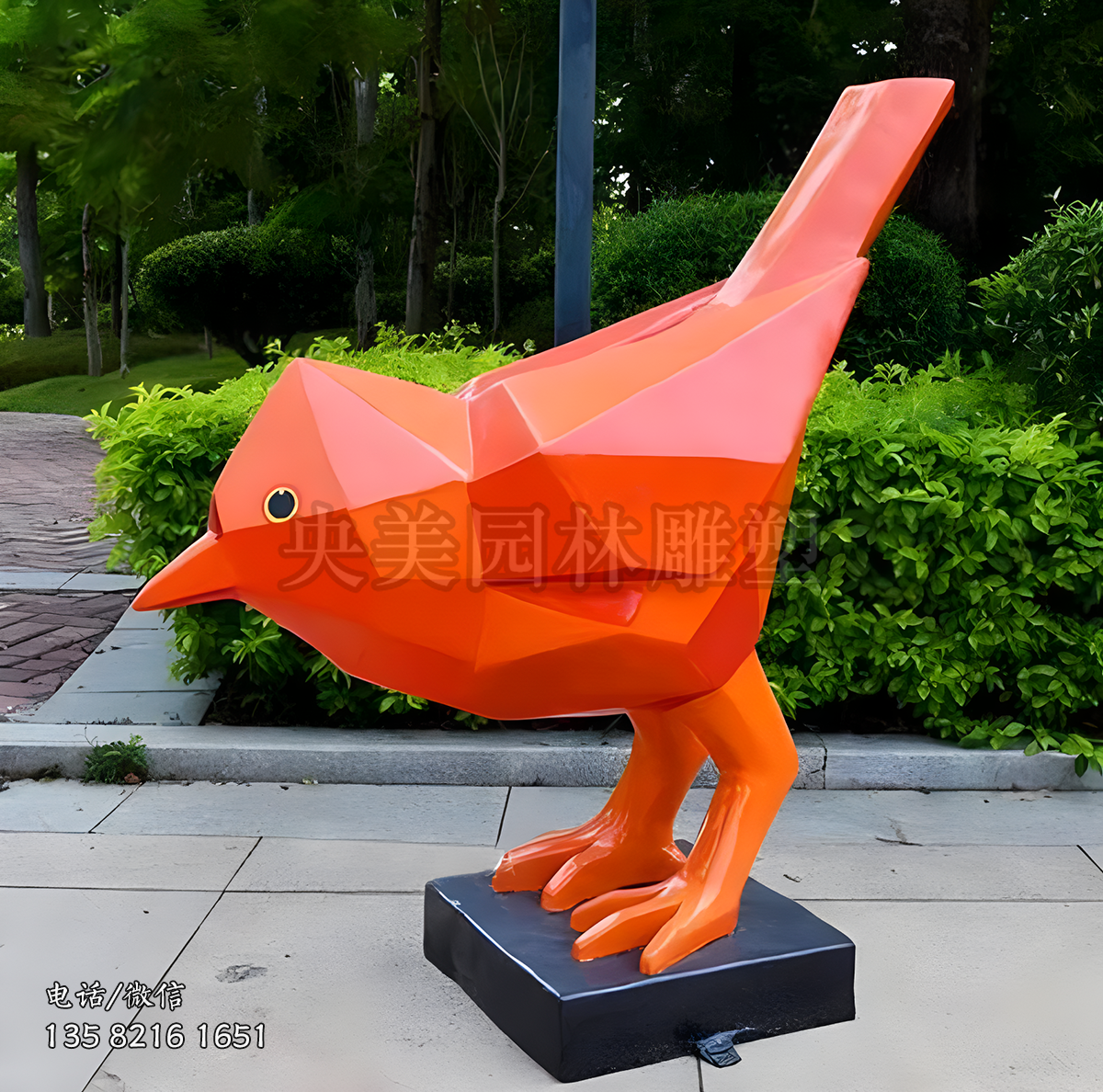 切面不锈钢小鸟雕塑摆件
