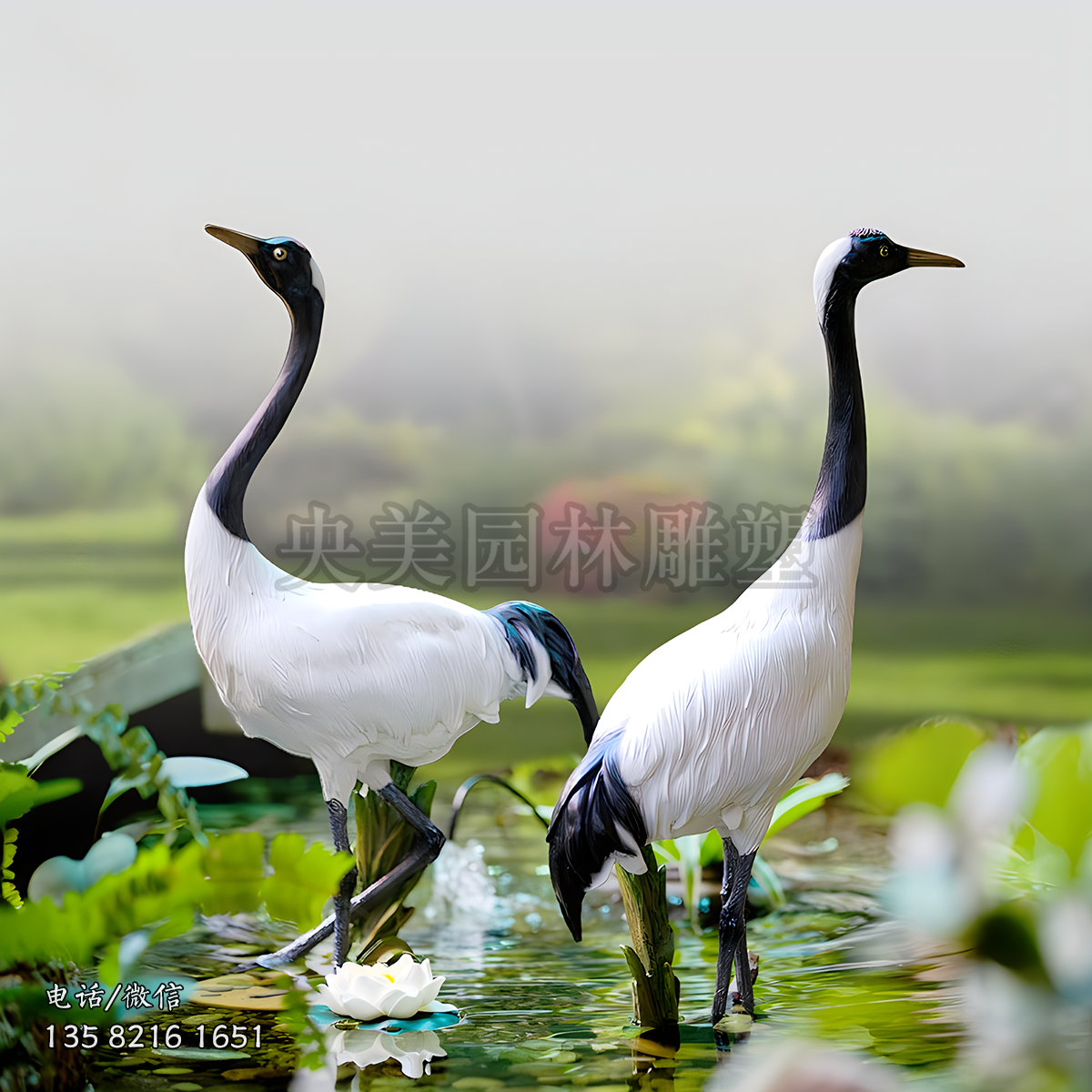 玻璃钢仿真动物鹤雕塑