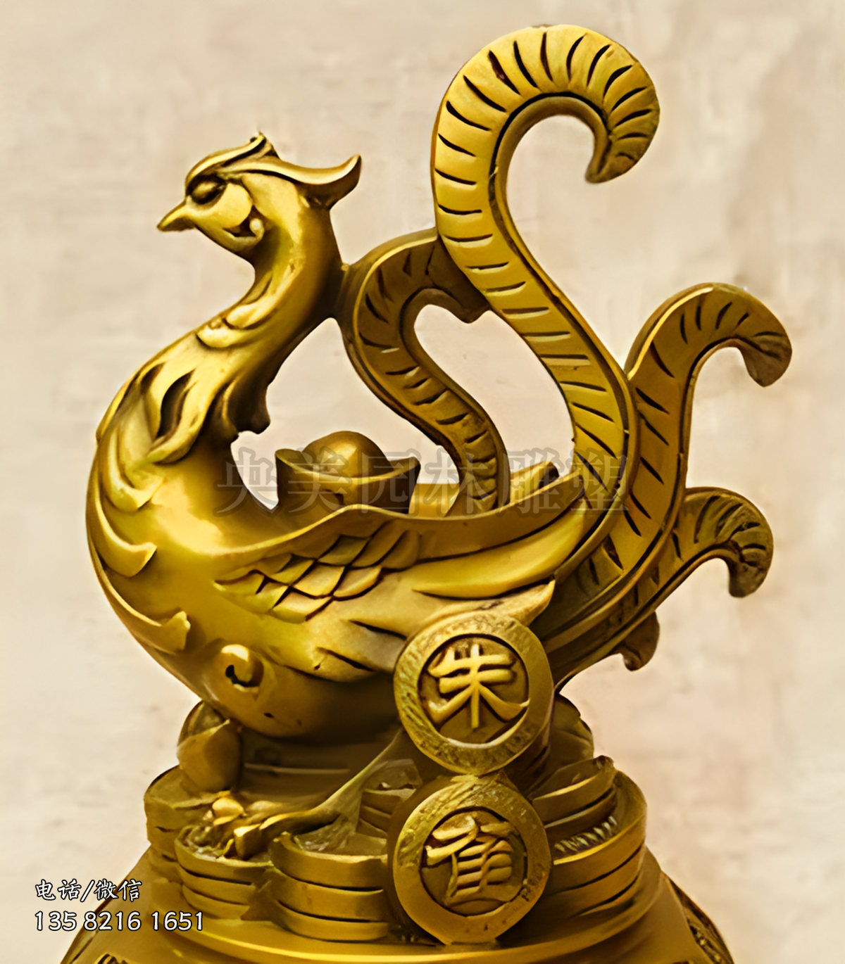 纯铜铸造朱雀雕塑摆件