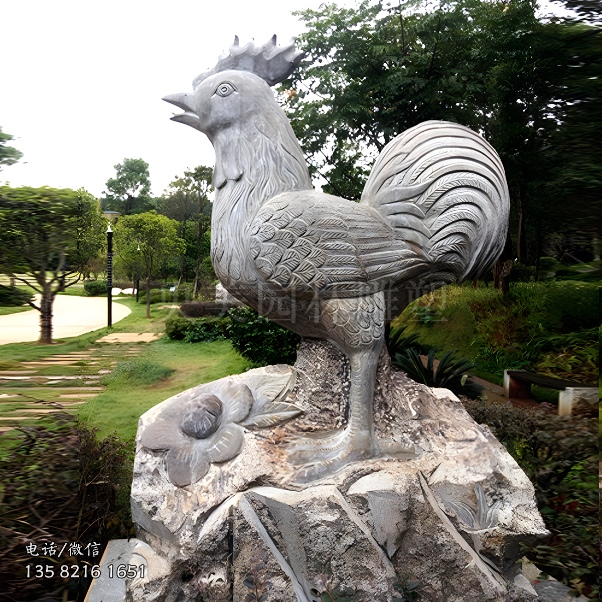 大理石赢博官网公鸡雕塑