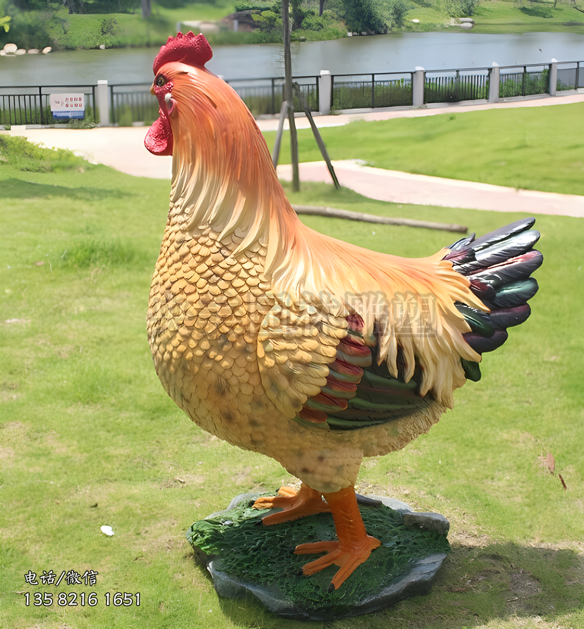玻璃钢彩绘母鸡仿真动物雕塑