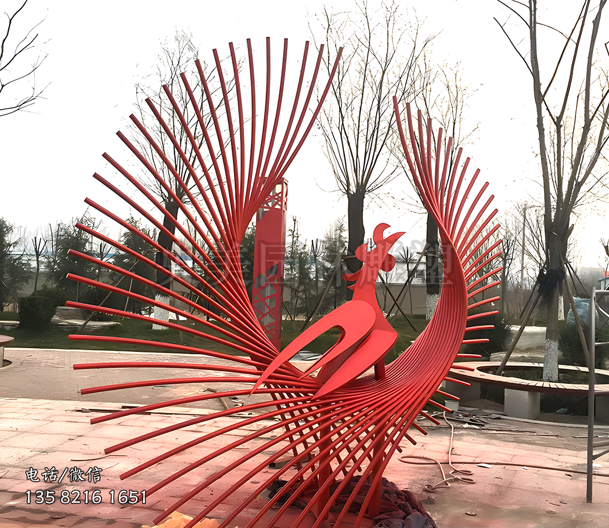 抽象凤凰创意不锈钢景观雕塑