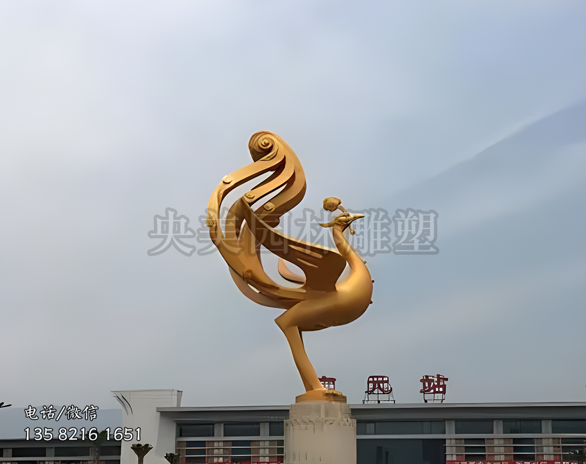 不锈钢金凤凰景观雕塑