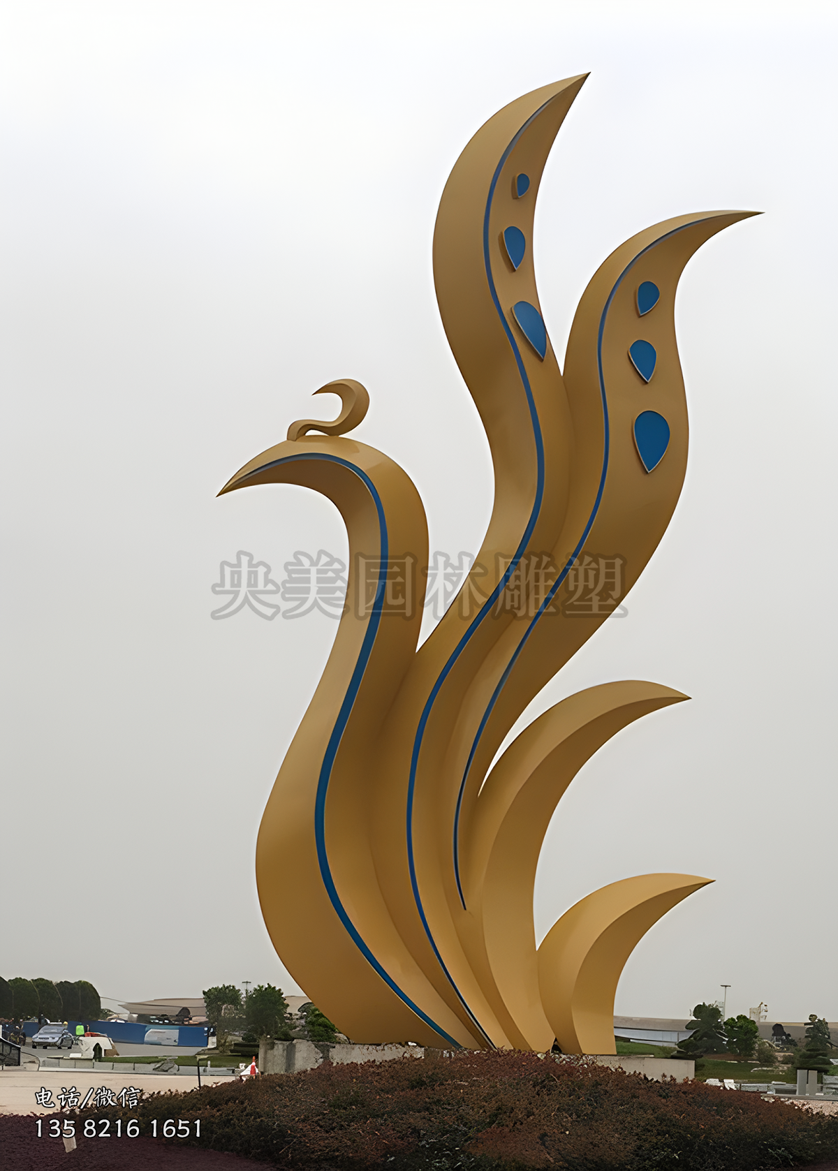凤凰造型不锈钢景观雕塑