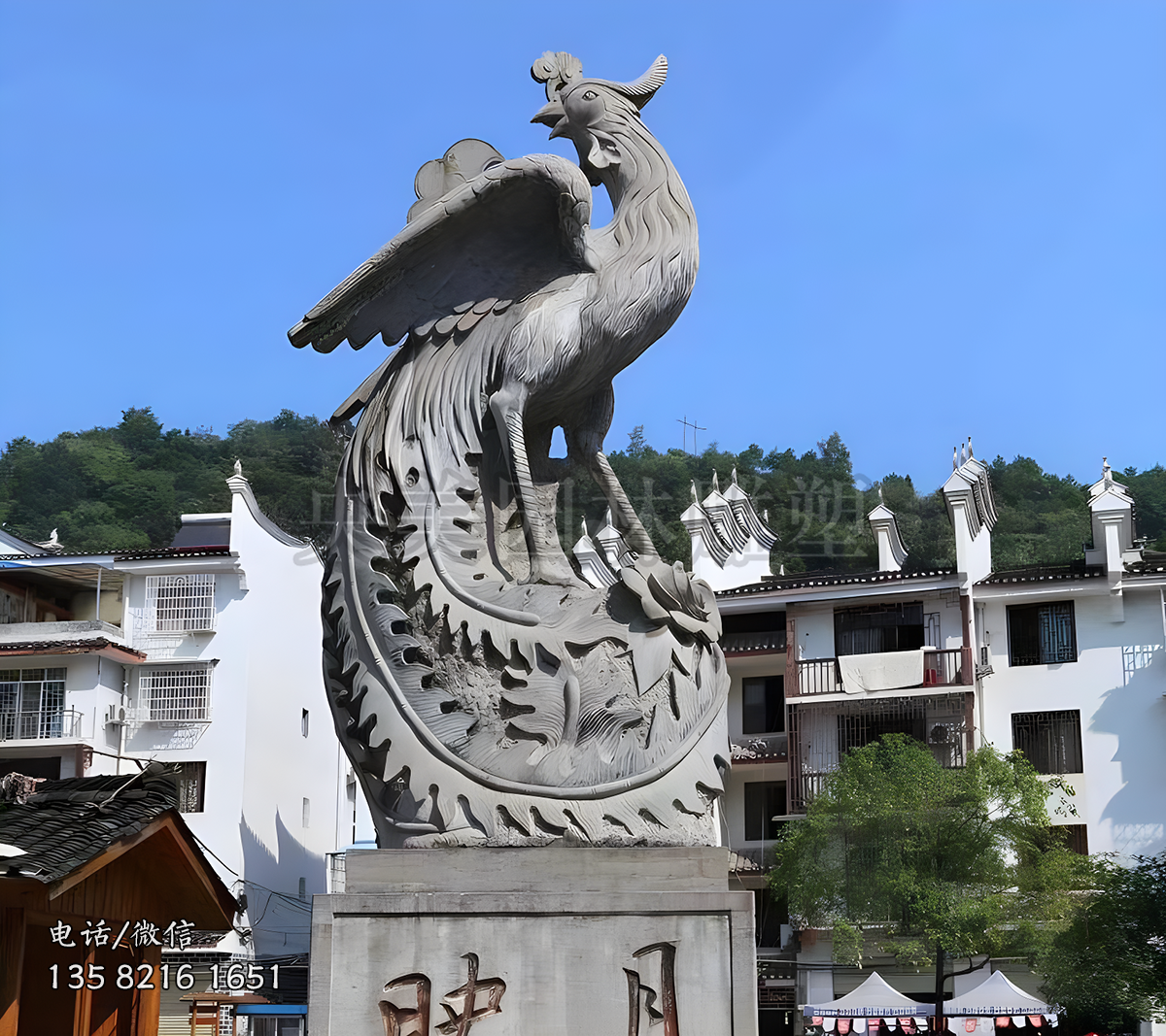 青石凤凰赢博官网景观雕塑
