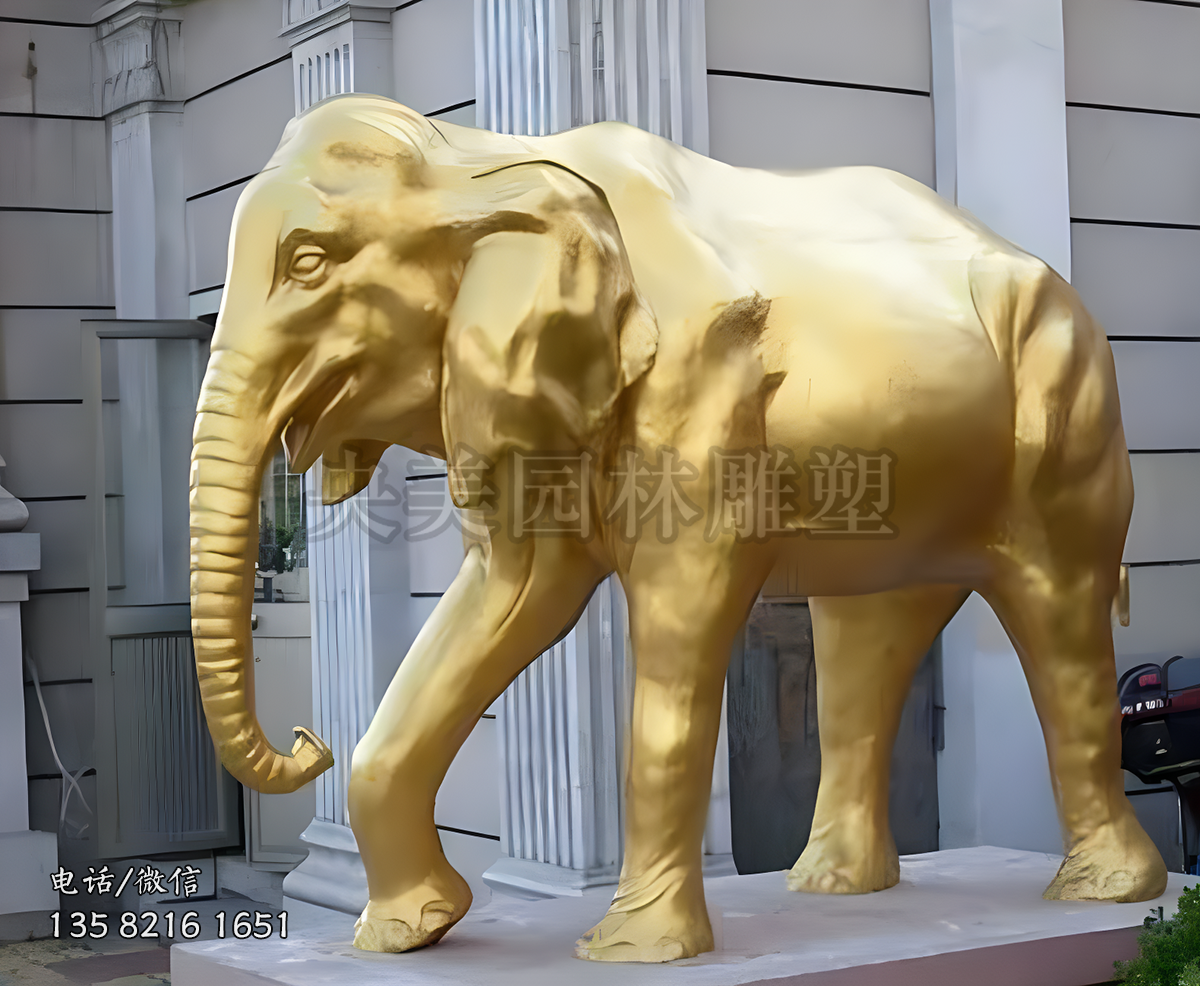 铸铜喷金漆大象雕塑
