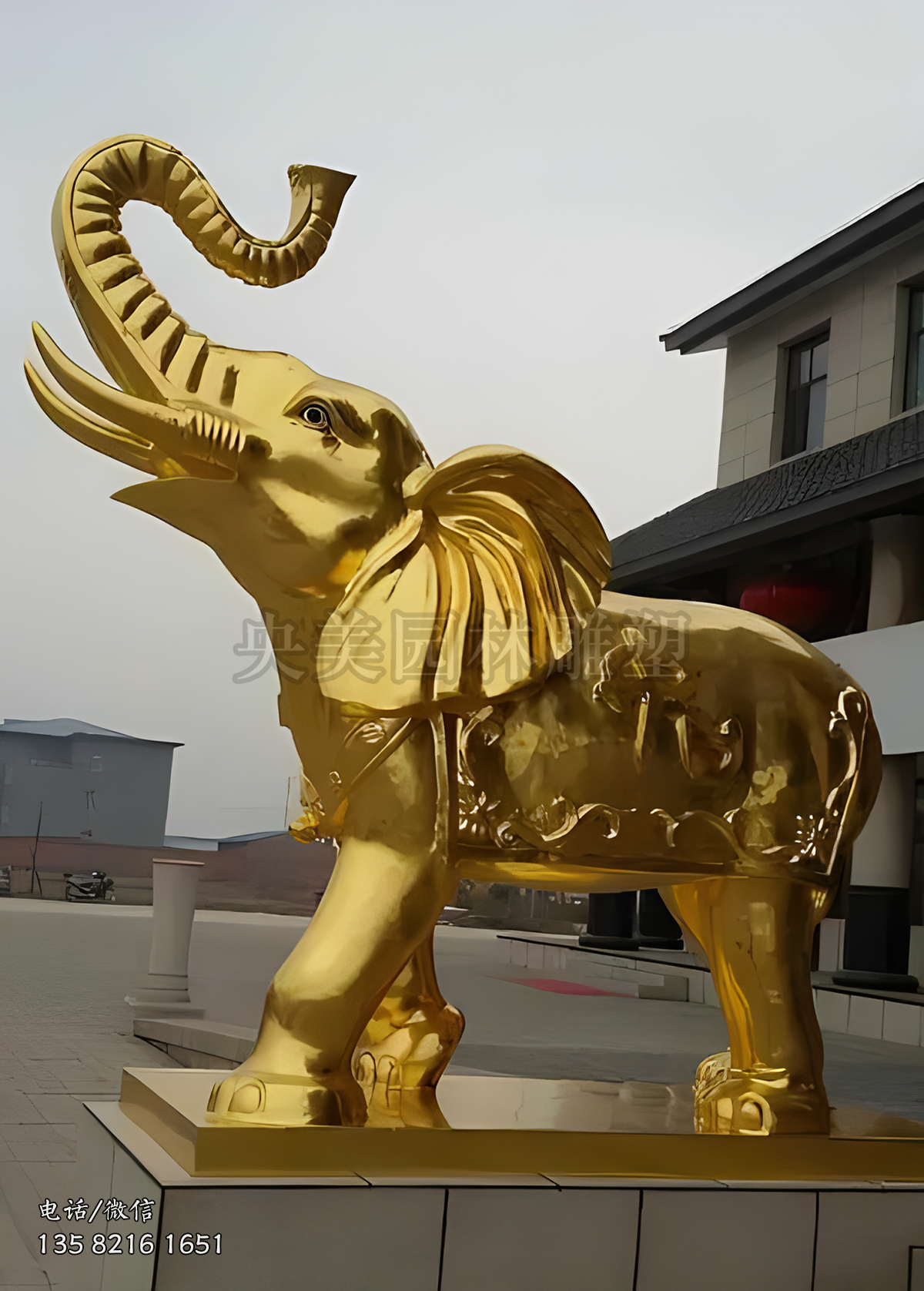 贴金大象铜雕塑