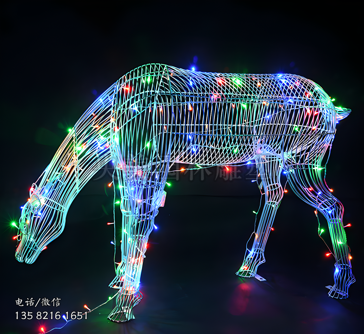 铁艺网格发光梅花鹿雕塑