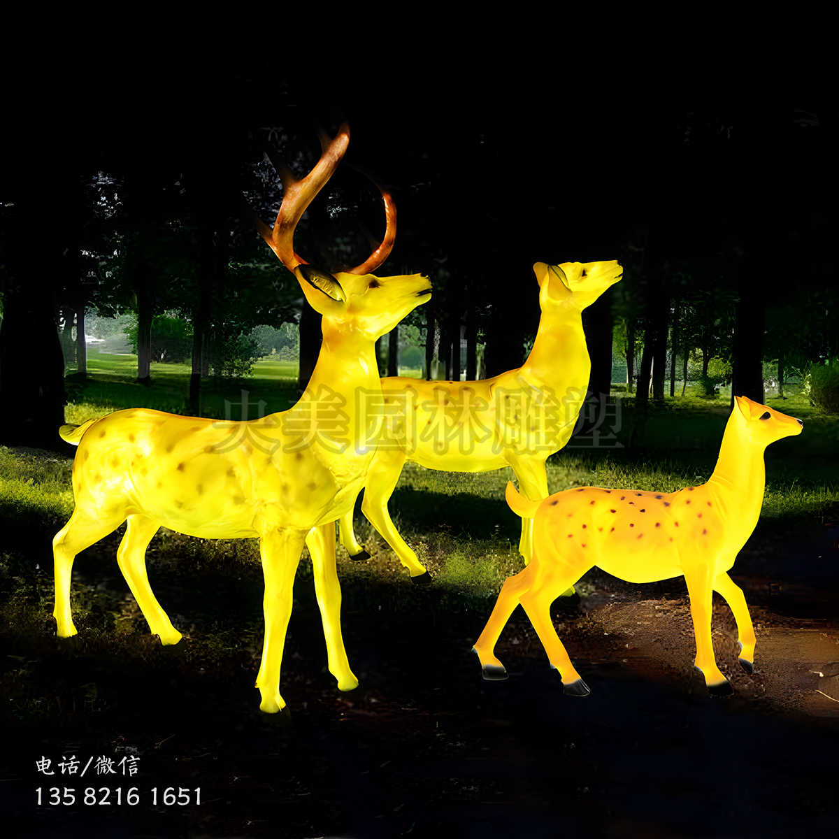 玻璃钢透明发光梅花鹿雕塑