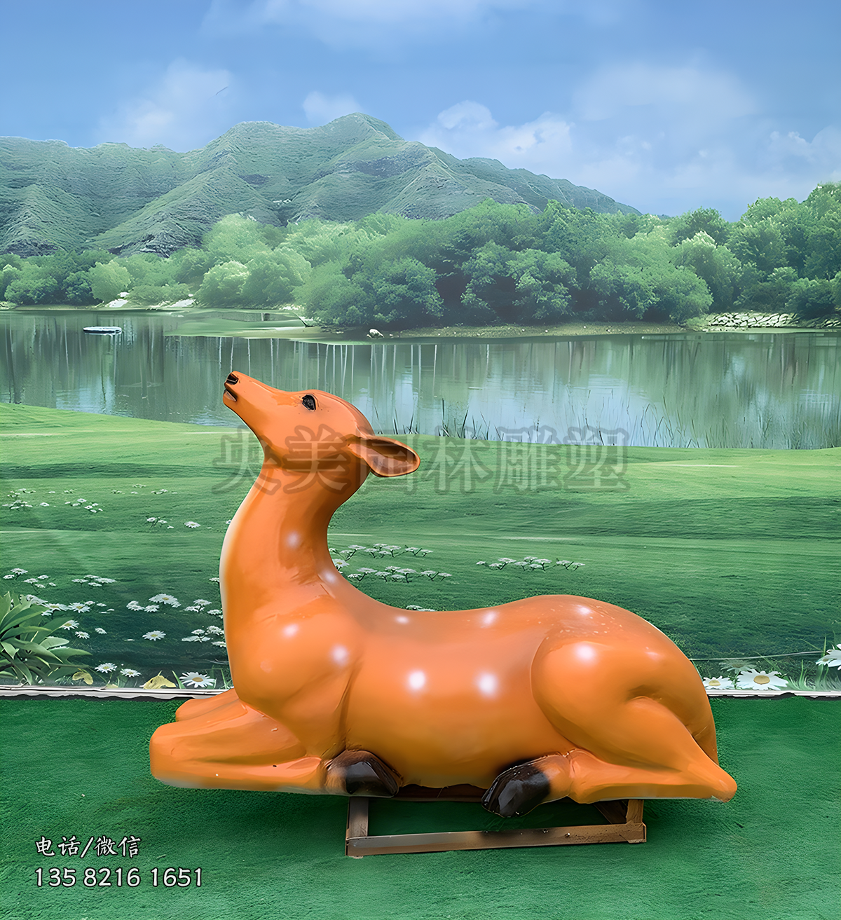 玻璃钢仿真小鹿雕塑摆件