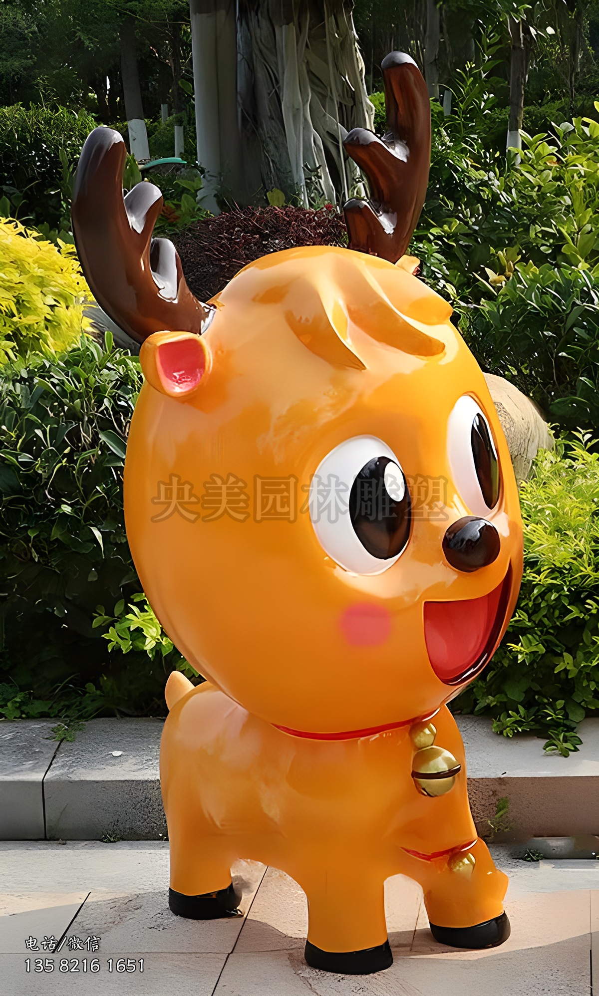 可爱卡通小鹿玻璃钢雕塑