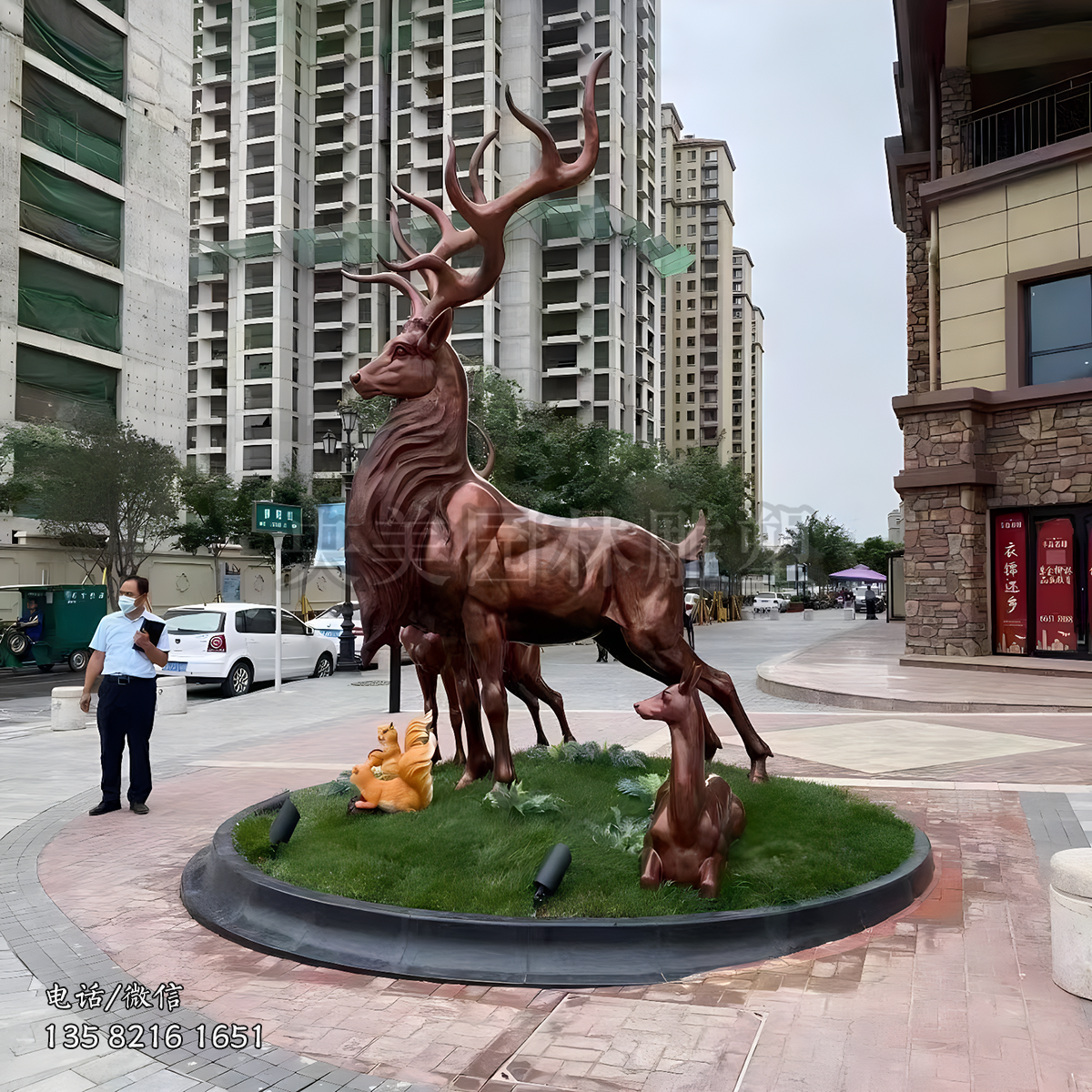 铸铜鹿景观动物雕塑