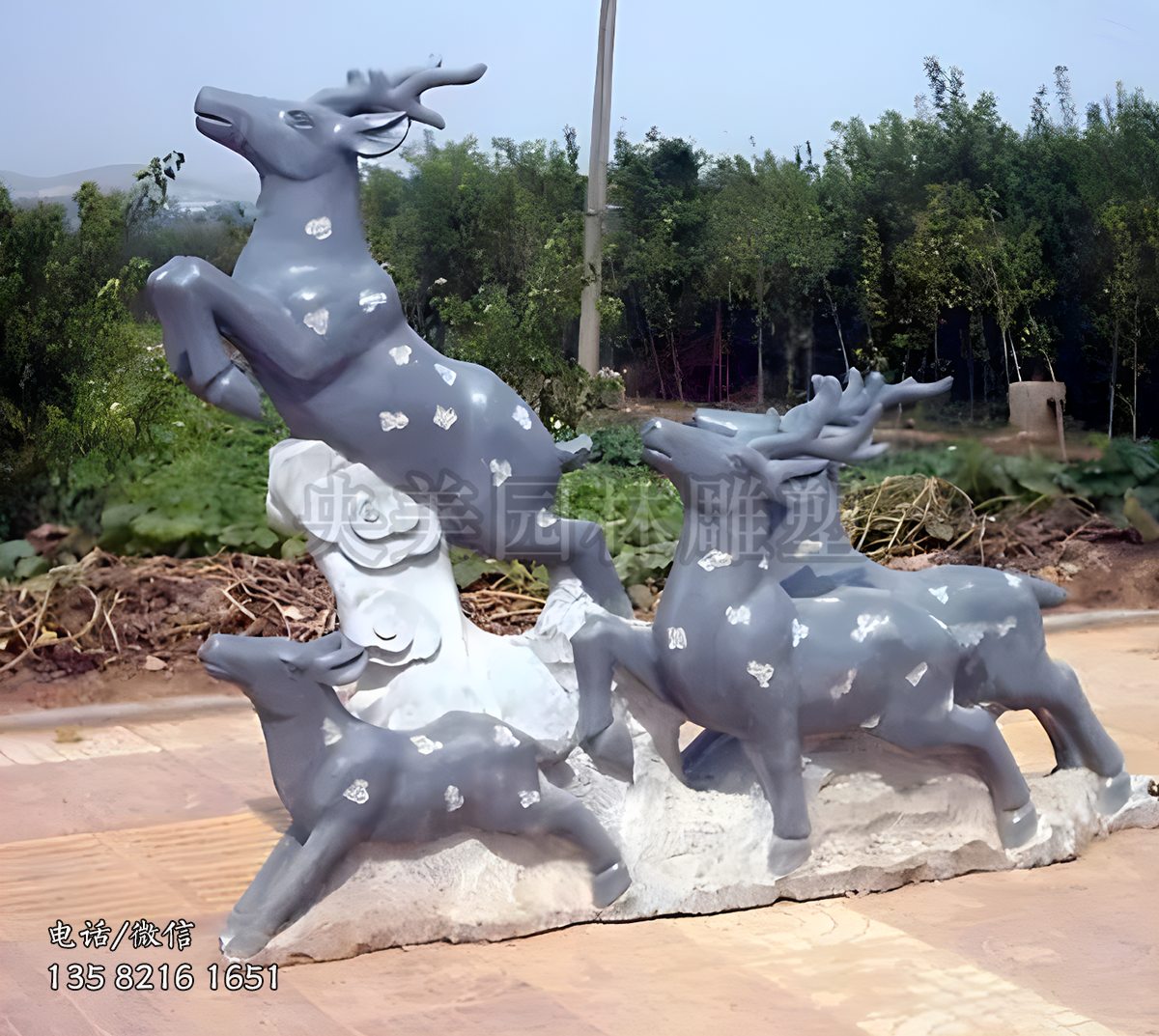 赢博官网喷漆梅花鹿景观雕塑