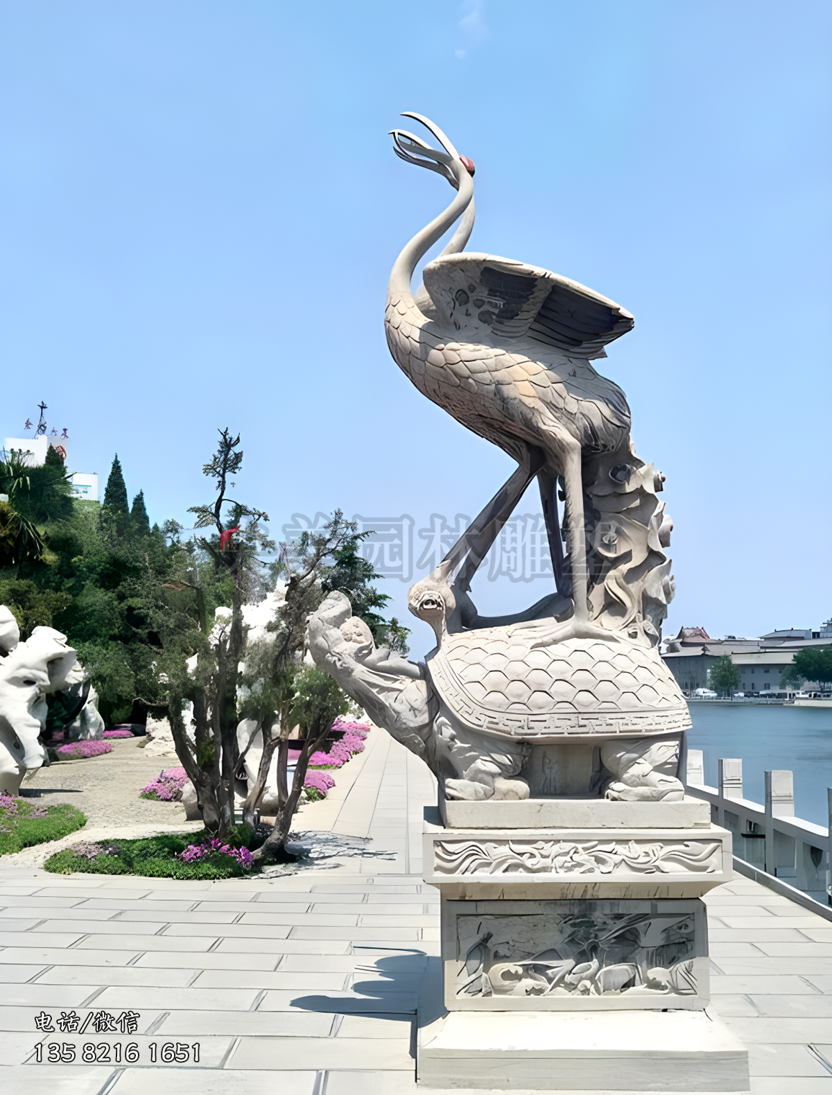 花岗岩石刻龟鹤雕塑