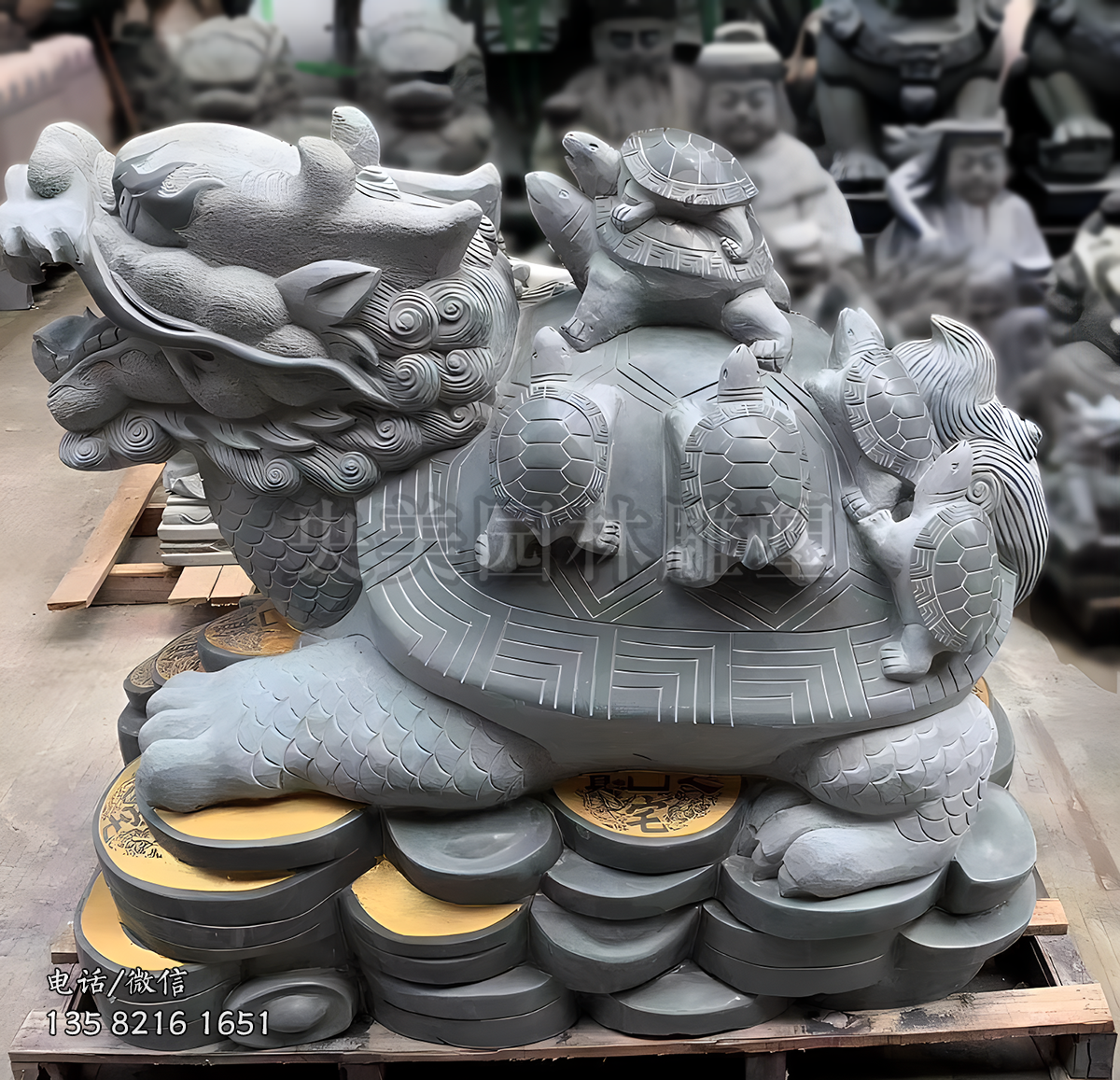 花岗岩招财龙龟风水摆件