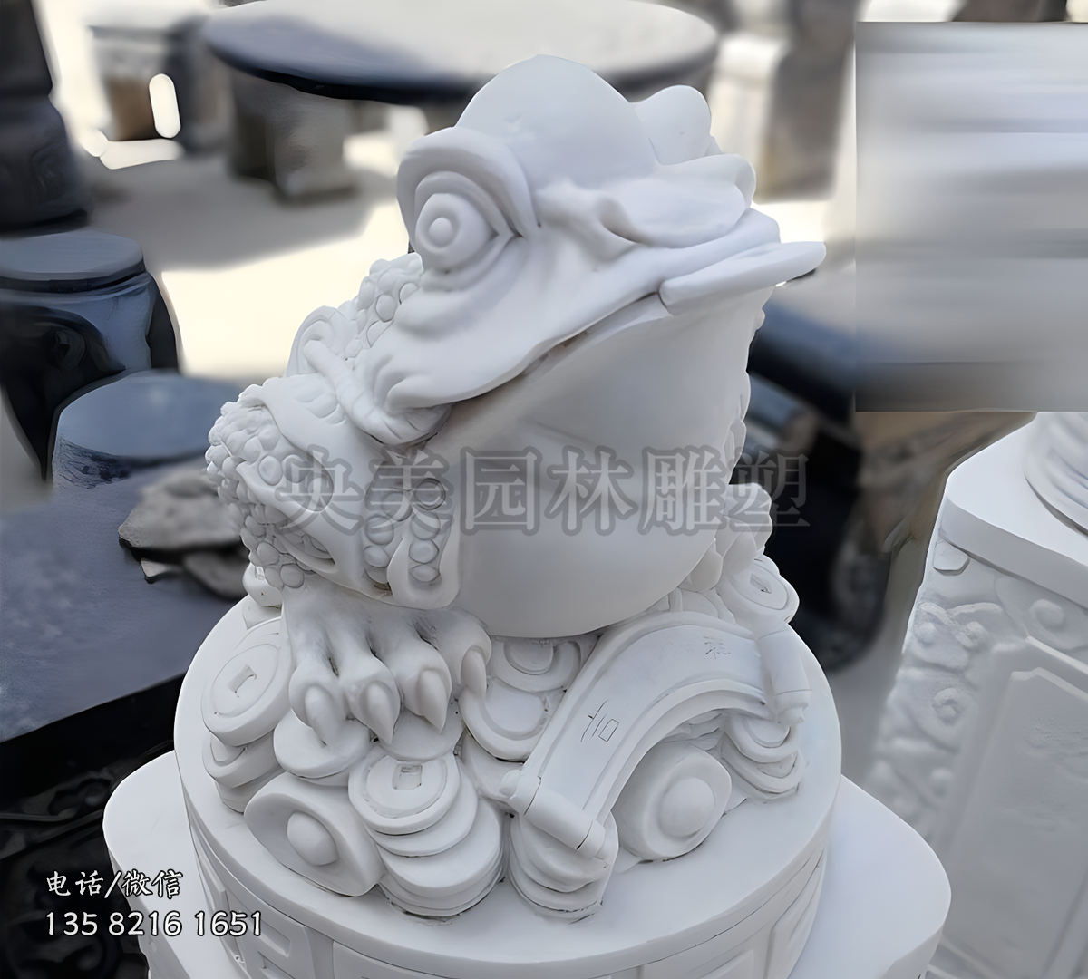 汉白玉招财进宝金蟾赢博官网摆件