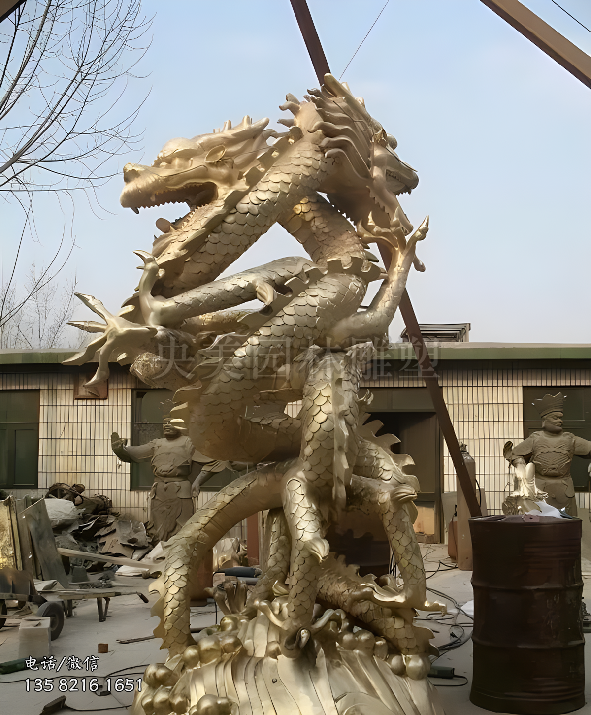 黄铜双龙雕塑