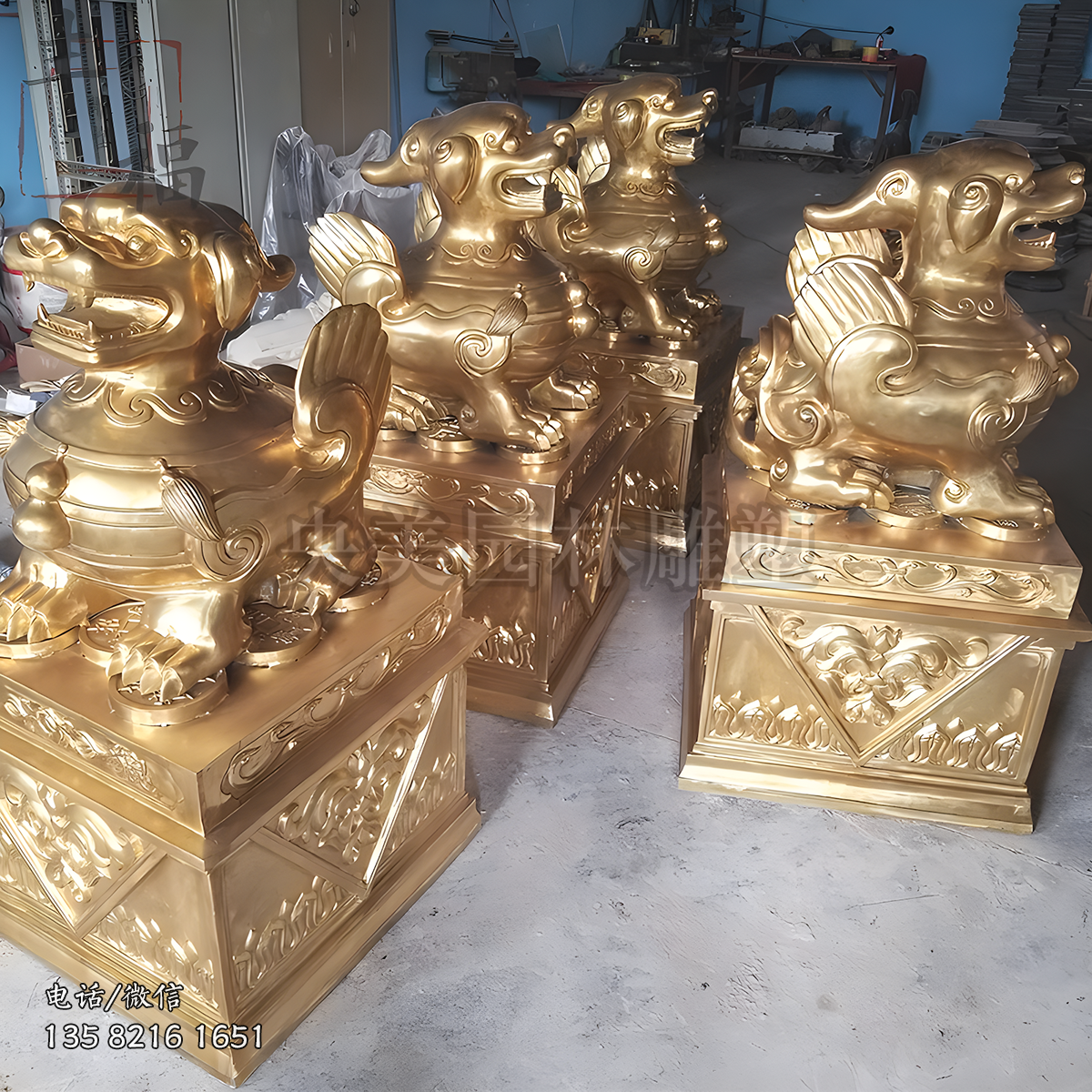 黄铜铸造纯铜貔貅雕塑
